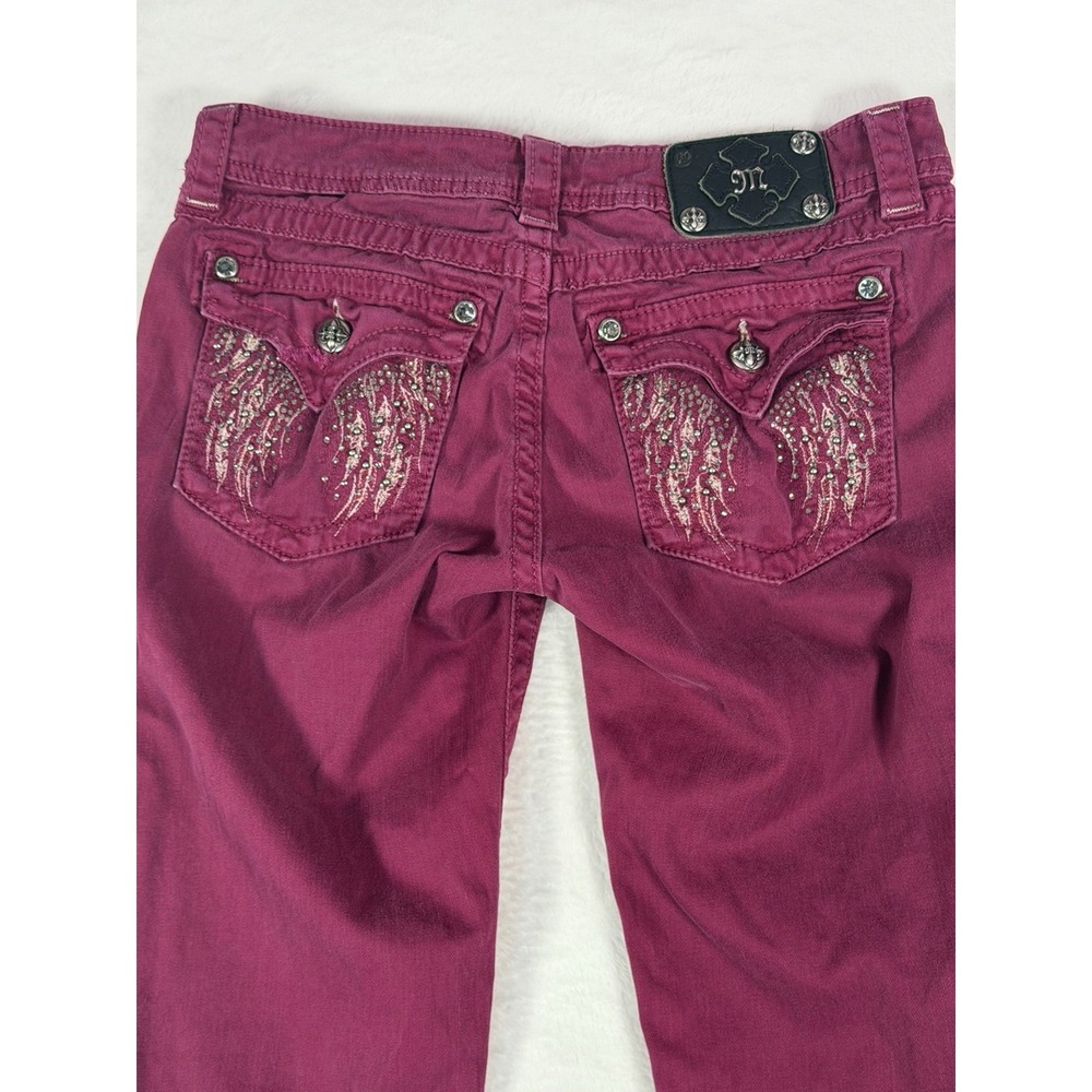 Miss Me Skinny Studded‎ Wing Pocket Jeans Pink Women's Size 29